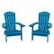 Merrick Lane Set of 2 Riviera Poly Resin Folding Adirondack Lounge Chair - All-Weather Indoor/Outdoor Patio Chair